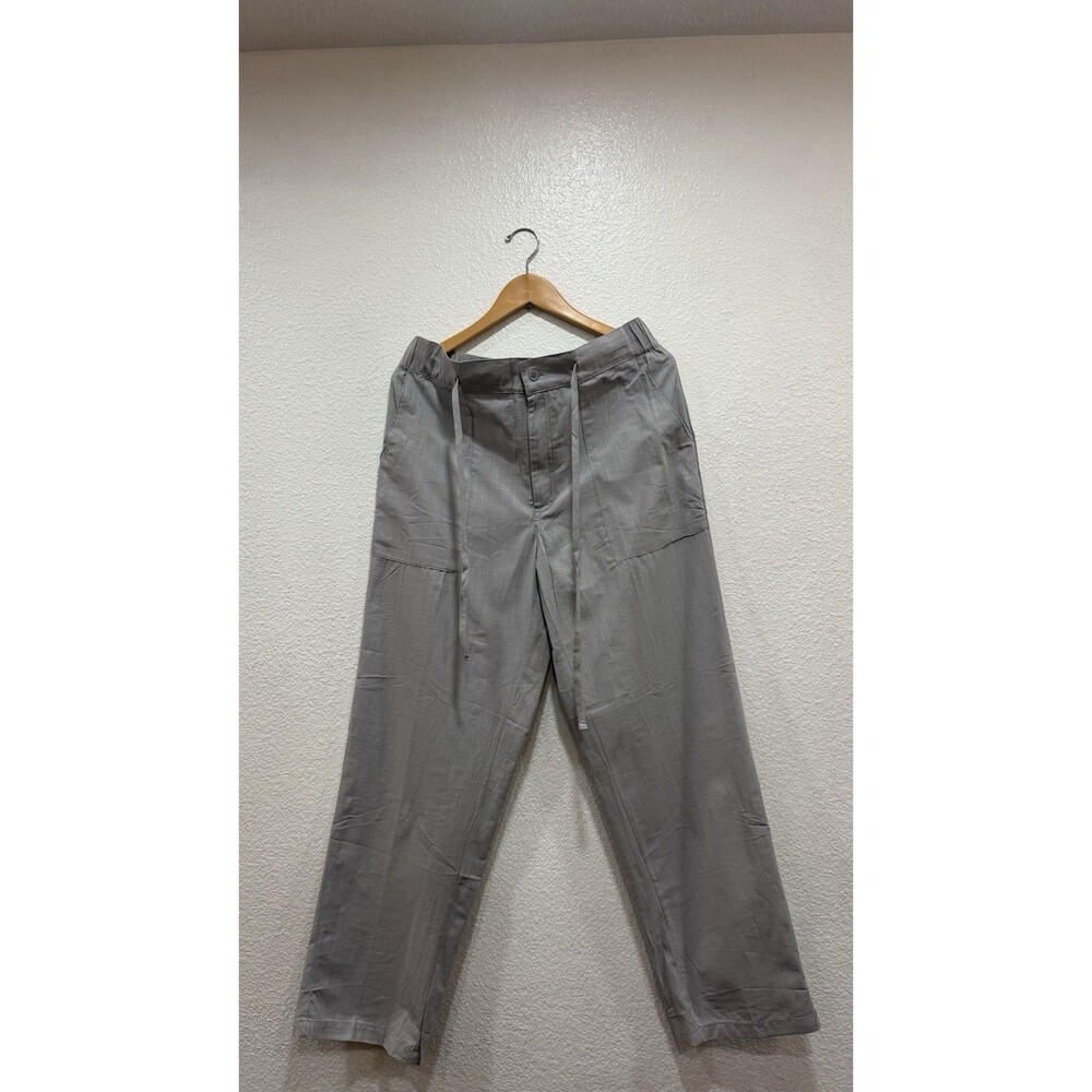 Women’s Pants Gray Size L 100% Cotton Utility Straight Leg Casual Drawstring